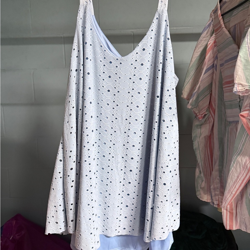 White Eyelet Sleeveless Top-3XL